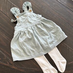 Carter's Soft Blue Knit Baby Dress and Tights
